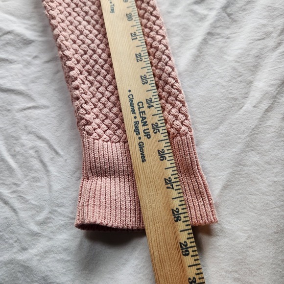 LLBean Dusty Rose Pink Textured Knit Cotton Button Front Cardigan Sweater,  L/P - Picture 10 of 11